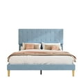 thumbnail image 6 of BTMWAY Upholstered Queen Bed, Blue Upholstered Fabric Platform Bed Frame with Headboard, No Box Spring Needed, Modern Queen Size Bed Frame for Kids Teens Adults, 600lbs Capacity, 6 of 9
