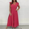 thumbnail image 2 of SRZYMJ Cotton Women's Jumpsuit Stylish Women's Lace Up Front Ruffle Detail Wide Leg Jumpsuit for Everyday Casual Wear Comfortable Flowy Trousers with, 2 of 5