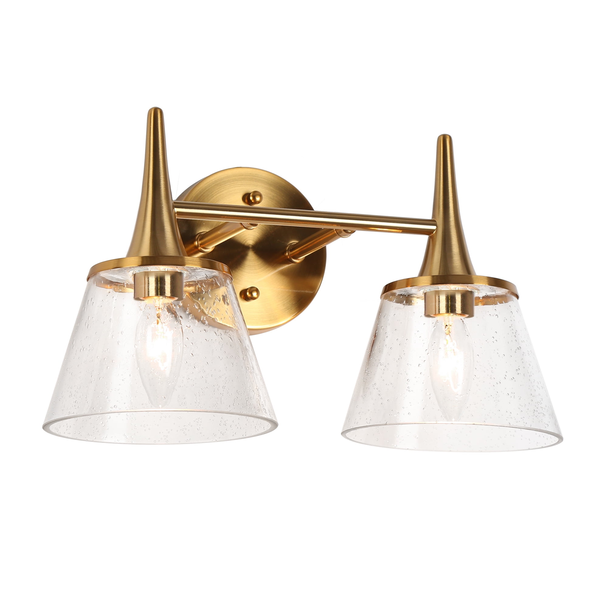 LNC Quoridan 14.2-in 2-Light Polished Gold LED Modern/Contemporary Vanity Light