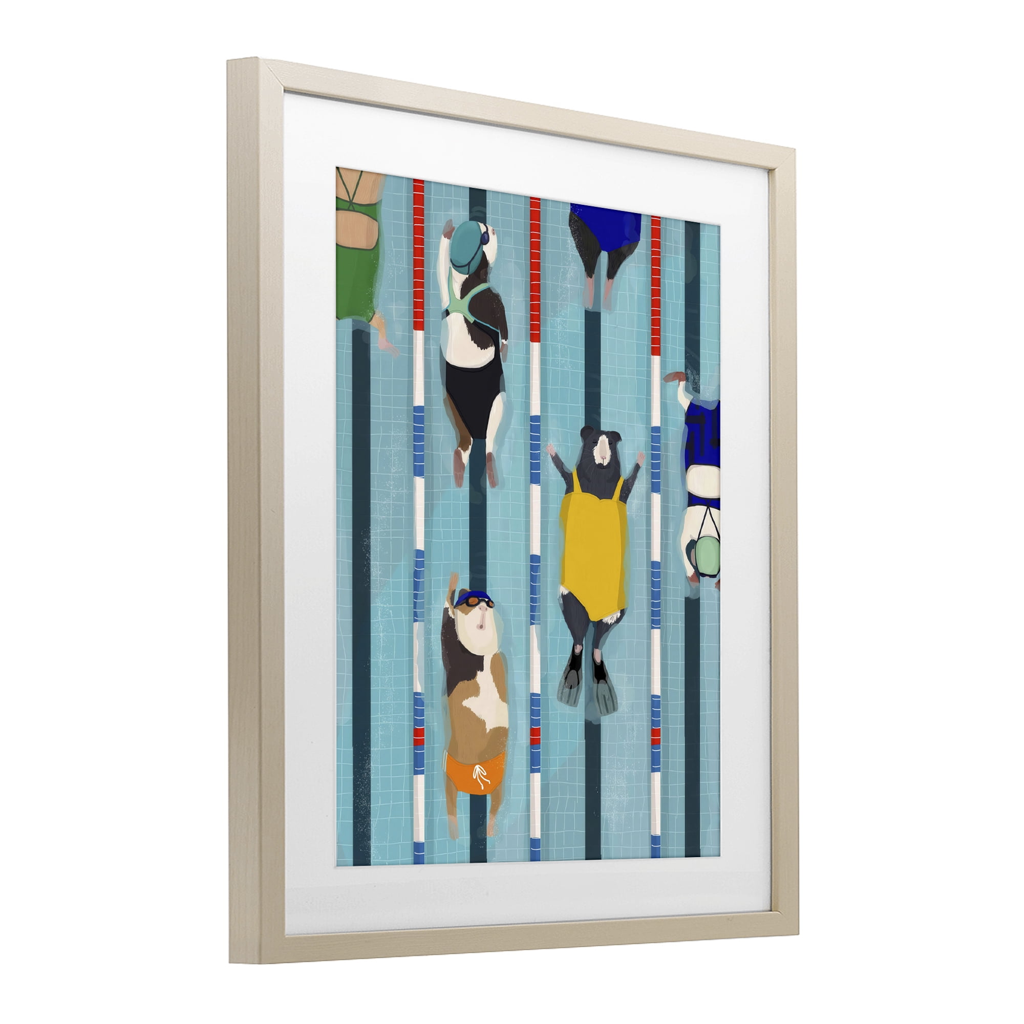 Stupell Industries Guinea Pigs at Lido Birch Framed Print Under Glass, design by Hanna Melin
