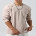 thumbnail image 3 of Loose Fit Crewneck Tops for Men in Solid Color for Spring, 3 of 6