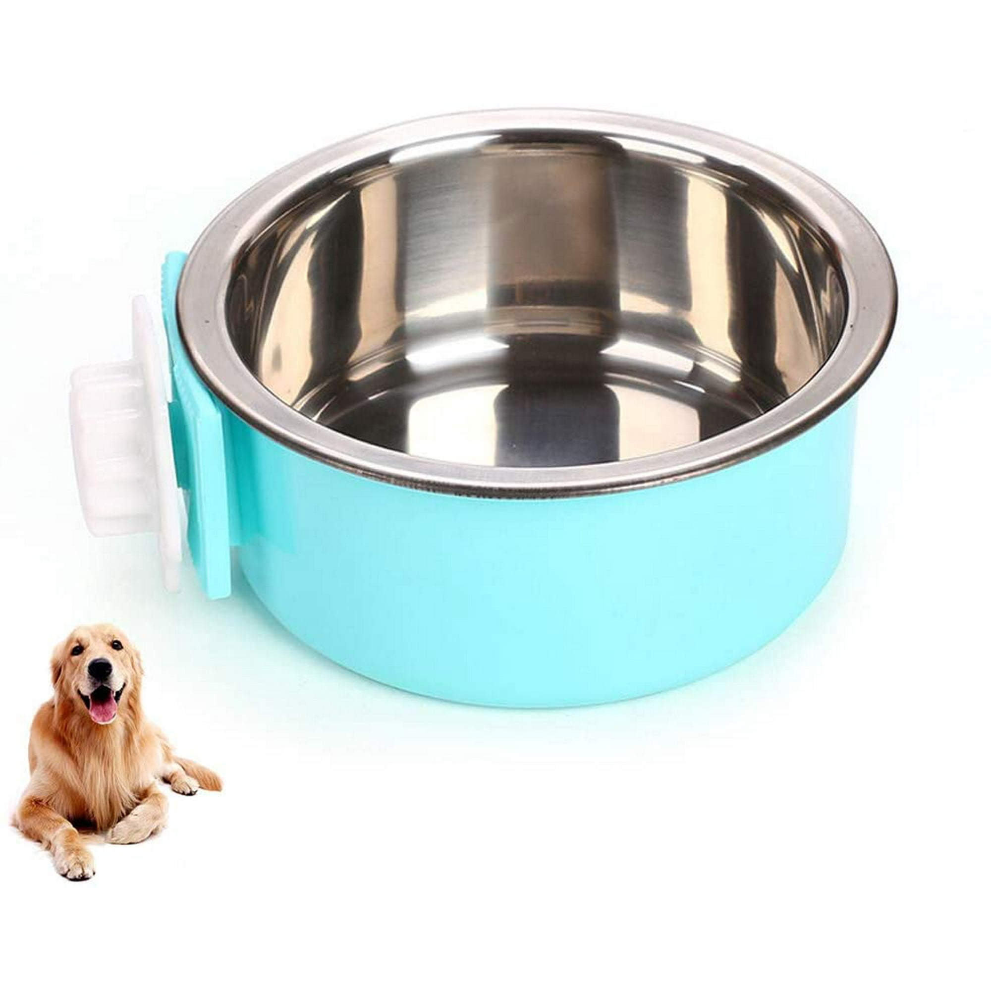 Yangxue002 Dog Bowl Food Water Bowl For Crates removable Stainless Steel Hanging Bowl Kennel Water Dispenser Small Blue Blue S