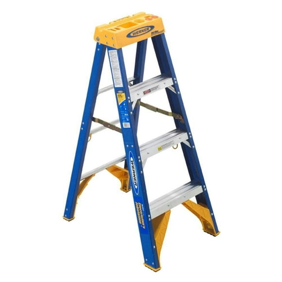 Werner OBEL04 Old Blue Electricians 375-Pound Duty Rating Fiberglass Stepladder/Job Station, 4-Foot