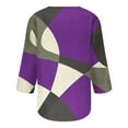 thumbnail image 5 of Pompotops Tunique Basique Décontractée à Manches 3/4 Imprimée Col Rond Boutonnée pour Femmes T-shirts Blouses en Liquidation, 5 of 5