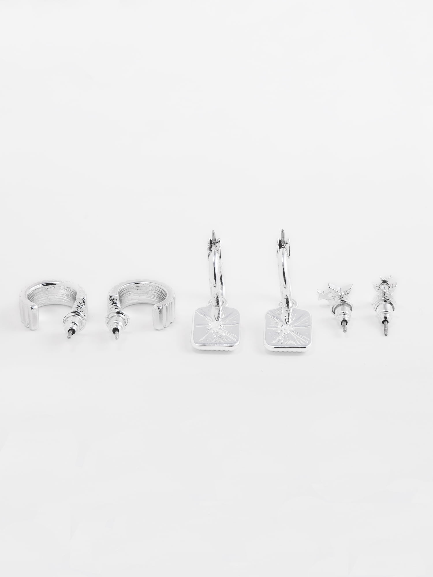 Time and Tru Women's Silvertone Multi Earring Set, 3 Pairs, Initial M