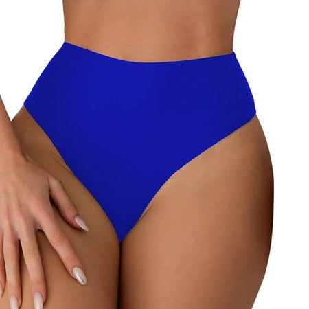 yinliujia Women Bathing Suits Bottoms Bikini Solid Mid Rise Seamless Briefs Vacation Outfits Tankini Blue M