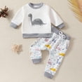 thumbnail image 2 of Odeerbi 0-3 Años Conjunto de Algodón Para Niña Sudadera de Dinosaurio Con Cuello Redondo Sudadera Pantalón Conjunto de Dos Piezas Top de Manga Larga Con Cuello Redondo, 2 of 9