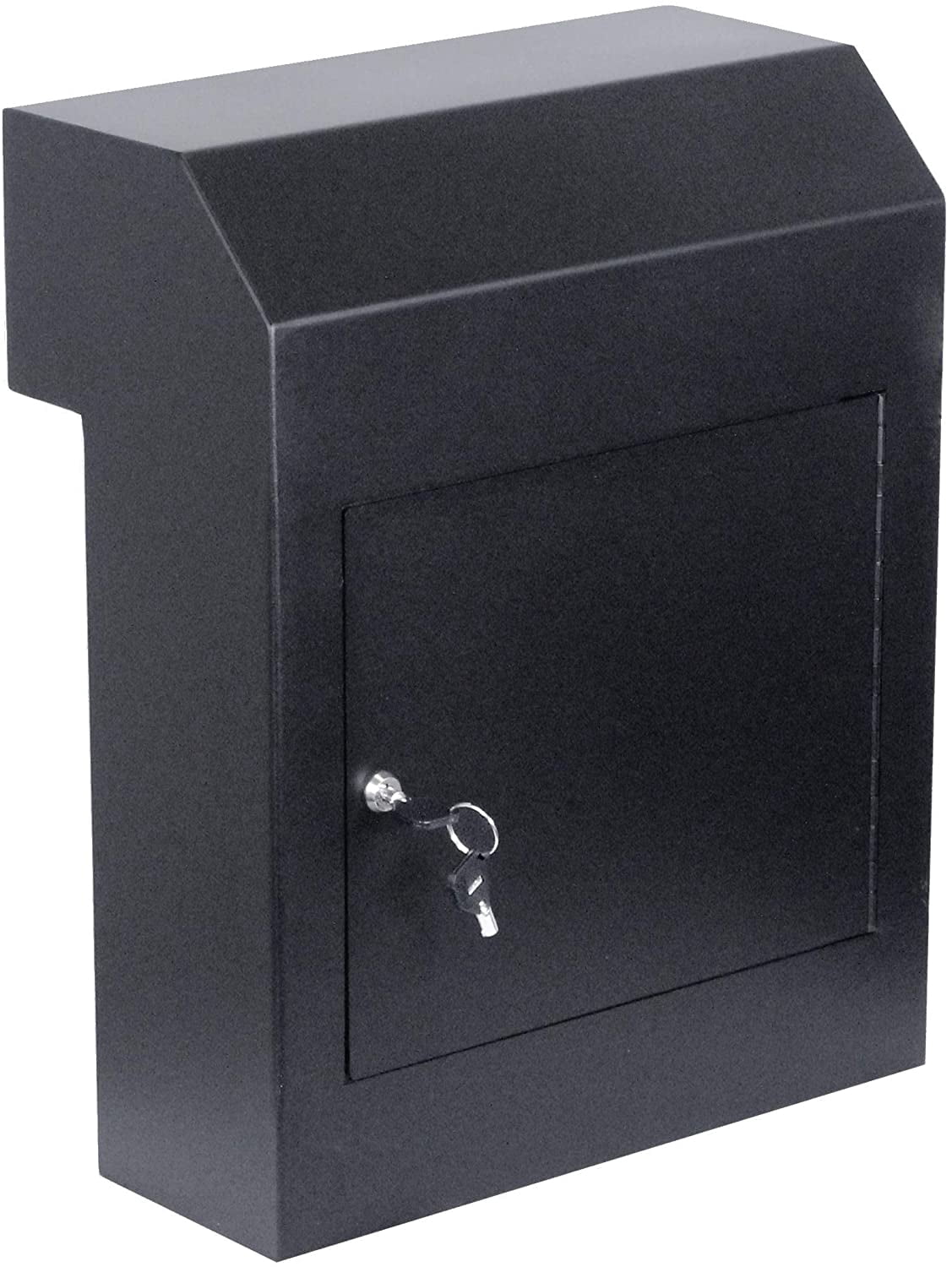 POCHAR Mailbox Slot Drop Box for Mail Delivery, Key Return, Deposit | Door Mount Installation Steel Mailbox with Locking Cabinet | Black