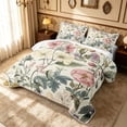 thumbnail image 3 of Erosebridal Retro Blossom Twin Quilt Set, Vintage Flower Twin Coverlet Set, Black Reversible, Pastel Cream, 2 Pieces (1 Bedspread and 1 Pillowcase), 3 of 7