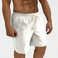 thumbnail image 4 of YLSDY Savings Men's Casual Shorts Drawstring Elastic Waist Comfy Sweat Short Casual Solid Color Lightweight Stretch Beach Shorts White L, 4 of 9