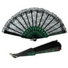 Club Pack of 12 Black and Green Floral Fiesta Lace Fan Party Accessories
