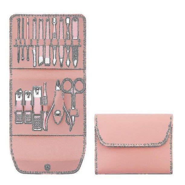 Juego de Cortaúñas YONGSHENG 16 Piezas Acero Inoxidable Rosa