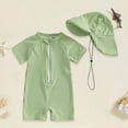 thumbnail image 2 of Ccpelsie Baby/Toddler Boy Rash Guard Swimsuit Short Sleeve One Piece Zipper Swimwear Sunsuit Infant Bathing Suit Beachwear（Green,6-12 Months), 2 of 8