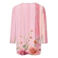 thumbnail image 4 of PXLKNZH T-Shirts à Manches 3/4 pour Femmes Imprimé Floral Vintage Graphique Col Rond Tunique Ample Rose,TTTG, 4 of 5