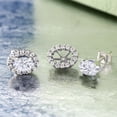 thumbnail image 3 of Gem Stone King 925 Sterling Silver White Moissanite Stud Earrings with Removable Jackets for Women (1.36 Cttw, Gemstone Birthstone, Oval 6X4MM), 3 of 3