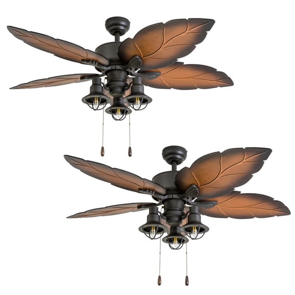 Prominence Home 2 Pack Ocean Crest 52" Tropical Indoor or Outdoor Ceiling Fan, Bronze