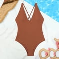 thumbnail image 4 of Trajes de Baño para Mujeres Sexy Color Sólido Bikini con Cuello en V Traje de Baño Dividido con Pantalones, Nylon de Corte Alto para la Piscina de Playa, 4 of 9