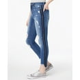 thumbnail image 3 of Tinseltown Juniors Ripped Varsity Stripe Ankle Skinny Jeans Blue Double Stripe 7, 3 of 4