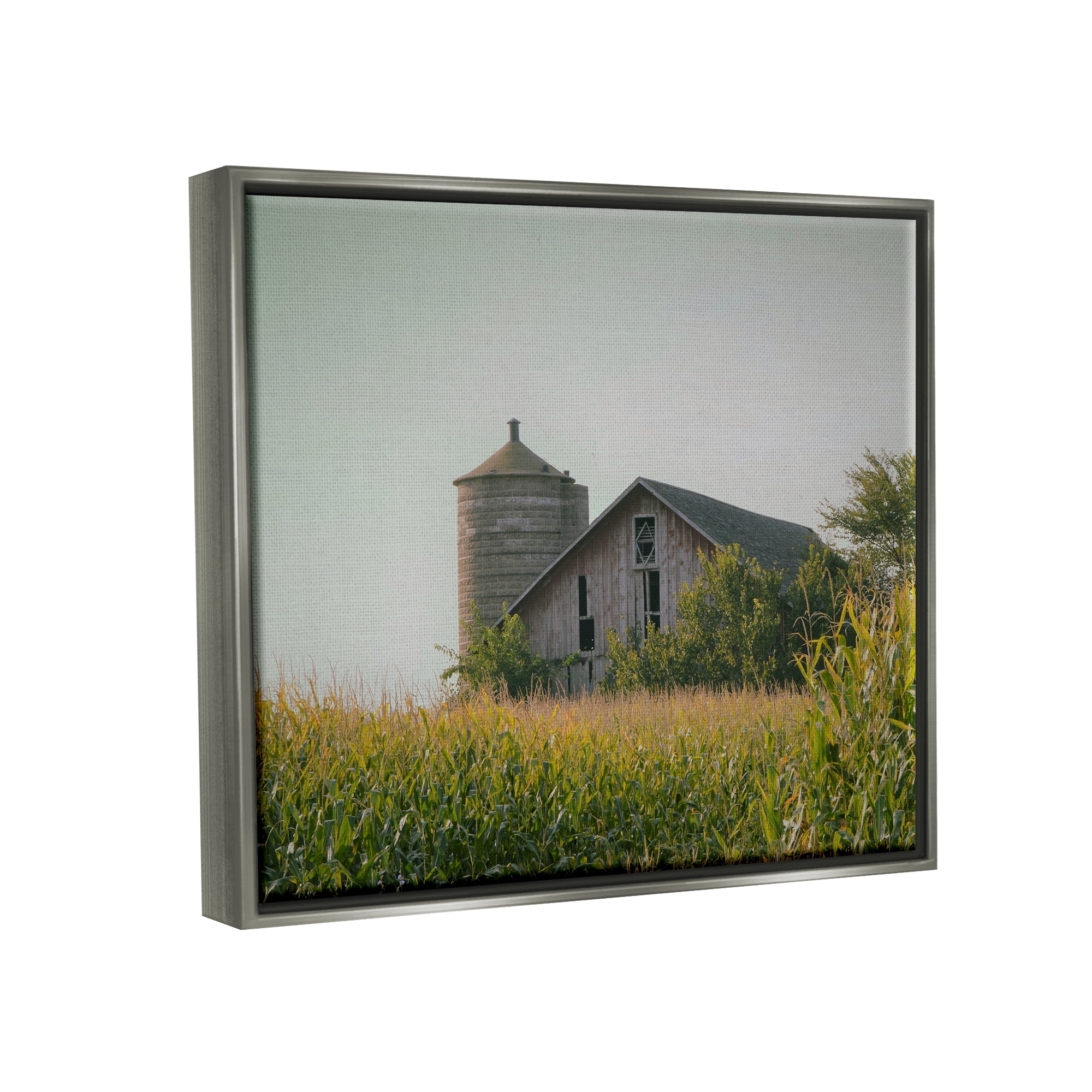 Stupell Industries Soothing Countryside Barn Clear Sky Rural Grass Photograph Luster Gray Floating Framed Canvas Print Wall Art, Design by Daphne Polselli