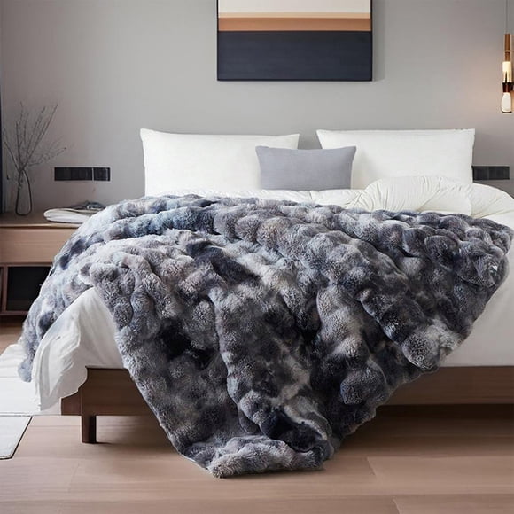 Plush Blanket Dark Gray Double-Sided Velvet Fleece Blanket, 140x200cm Soft Warm All-Season Solid Color Blanket Rkxzt