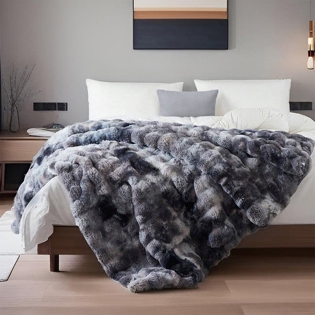 Plush Blanket Dark Gray Double-Sided Velvet Fleece Blanket, 140x200cm Soft Warm All-Season Solid Color Blanket Rkxzt