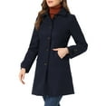 thumbnail image 4 of Unique Bargains Women's Peter Pan Collar Winter Outwear Trench Pea Coats S Navy Blue, 4 of 6