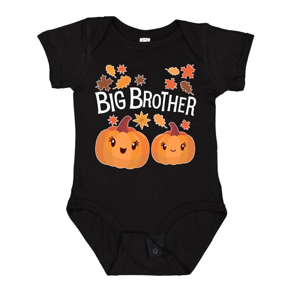 Inktastic Big Brother Pumpkins with Fall Leaves Boys Baby Bodysuit
