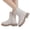 Beige, variant on Combat Boots for Girls Side Zipper Scrub Leather Chunky Sole Boots Toddlers Kids Non-Slip Rubber Sole Mid-Calf Shoes