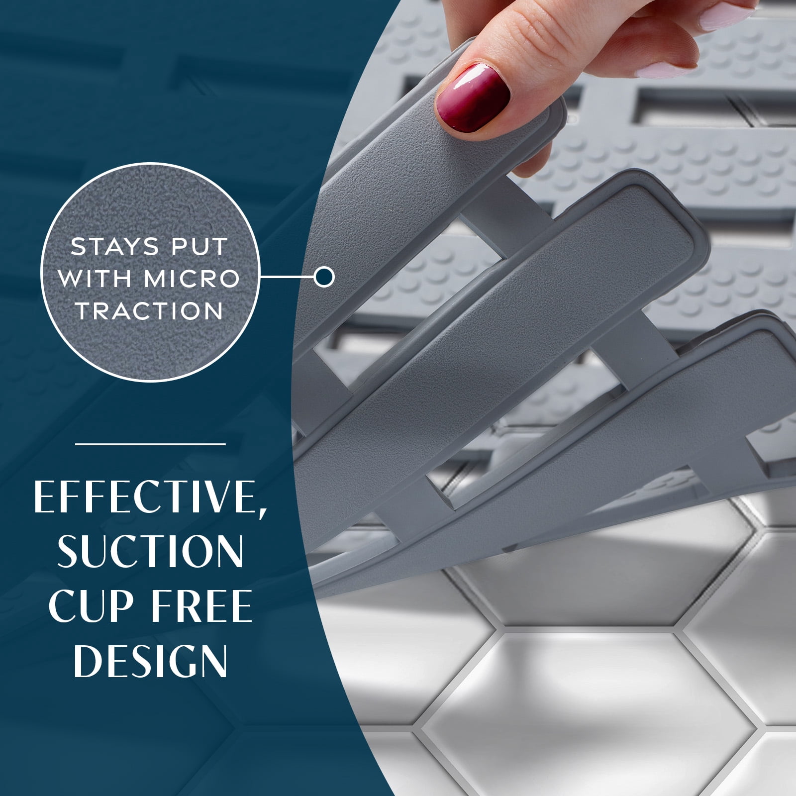 SlipX Solutions Weighted Non Slip Bath Mat | Safety Without Suction Cups, 31” x 15”