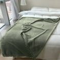 thumbnail image 6 of LOMAO Flannel Blanket Soft Throw Blanket with Pompom Fringe Lightweight Bed Blanket Fit Couch Sofa(51"x 63")(Green), 6 of 6
