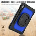 thumbnail image 3 of Case for Samsung Galaxy Tab S10 Lite/S10 FE/S9 FE/S9, 360 Rotating Stand Handle Pencil Holder Shoulder Strap Heavy Duty Shockproof Cover, Dark Blue PC, 3 of 7