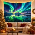 thumbnail image 3 of Green Aurora Above a Snowy Peak and Reflective Lake, Serene Digital Art for Nature Lovers, Alpine Night Decor, Housewarming Gift, Tapestry Wall Hanging for Bedroom and Studio, 3 of 7