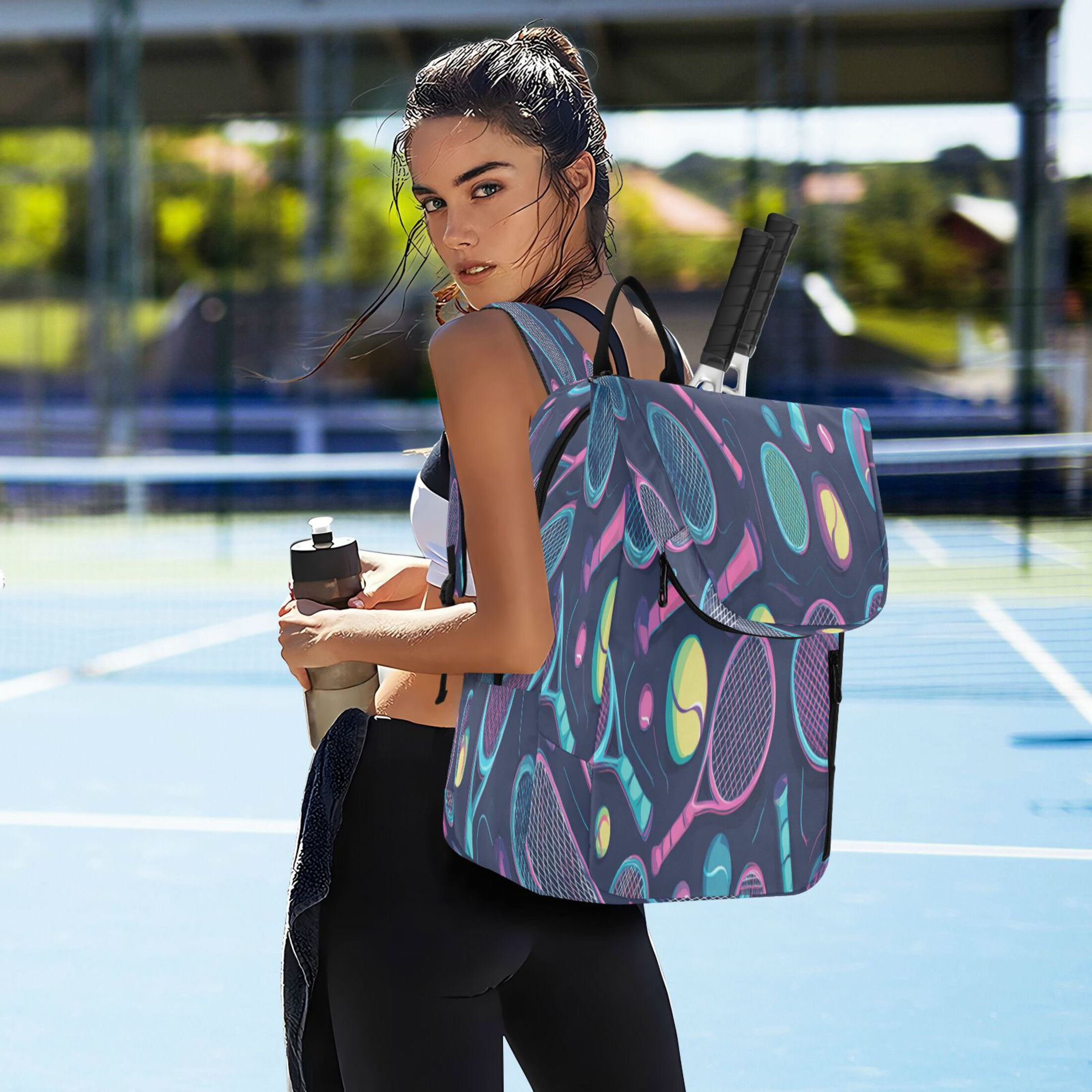 2 Racquet Holder Tennis Backpack Tennis Racket Covers Gym Bags Cartoon Tennis Rackets