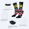 thumbnail image 3 of Colorful Playful Socks - 2 Pairs of Unisex Trendy Socks with Bold Text & Fun Patterns Perfect for All Seasons, 3 of 5