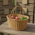 thumbnail image 3 of predolo Cesta Tejida Imitación Ratán Multiusos Cesta Tejida de Imitación Ratán Portátil Canasta de Picnic con Asa para Compras, Aire Libre, Cocina, 3 of 9