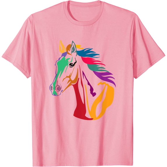 Colorful Cute Love Horse Head for Men Women Kids Girls Boys T-Shirt