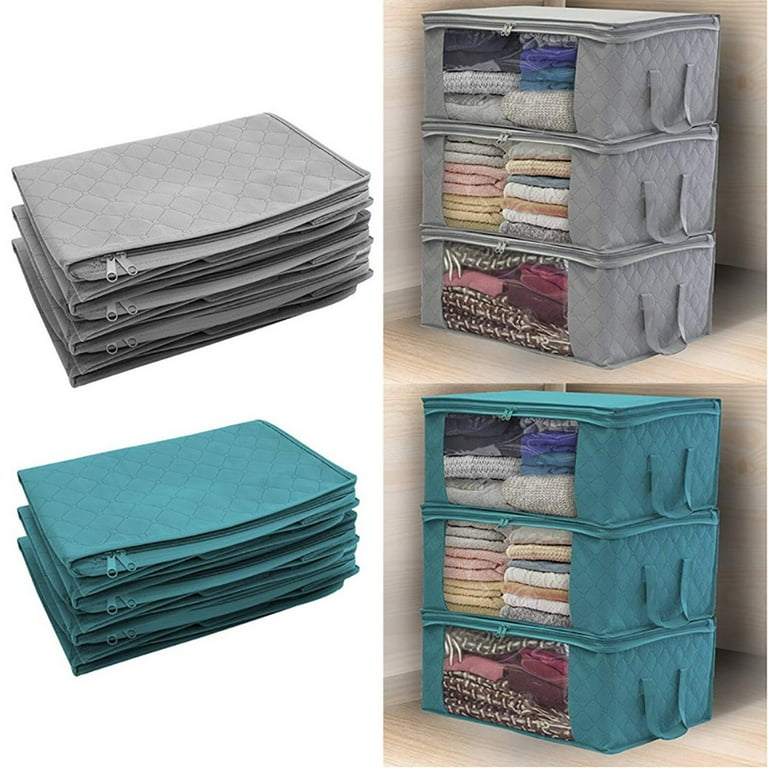  YUEYIBAO Clothing Storage Bags Clothes Storage Bags Storage Box  Big Opening Storage Container Foldable For Home Blue Storage Boxes Under  Bed Box Clothes Organizer (Color : B, Size : 38 *