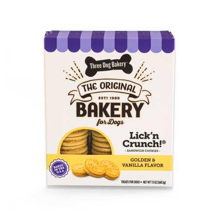UPC: 0701159131125 | Three Dog Bakery Lick n Crunch! Sandwich Cookies Golden & Vanilla Flavor Treats for Dogs