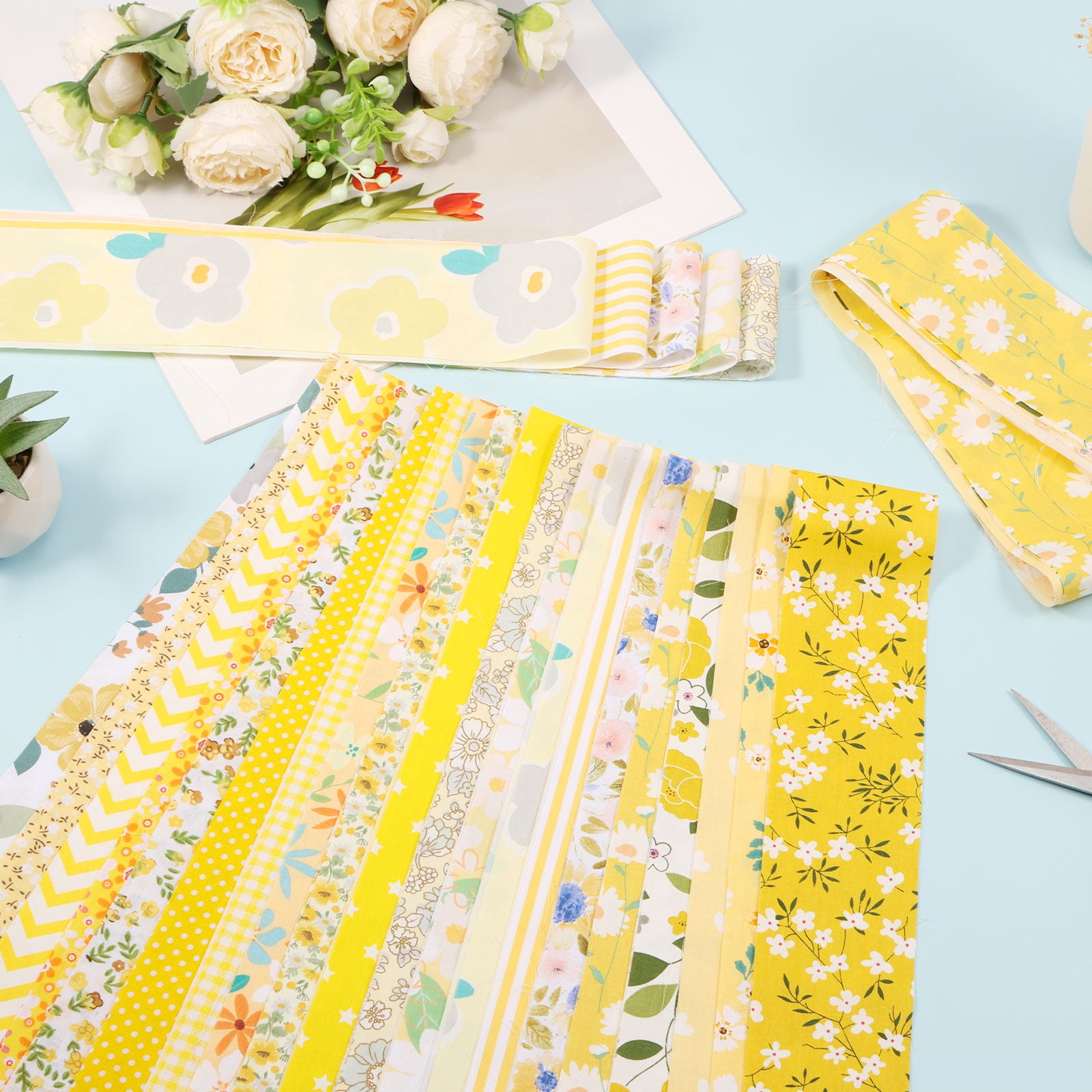 FYJUCPA Cotton Jelly Roll Fabric Strips, 80Pcs 20 Assorted Floral Prints 2.6x39.3in for Quilting Sewing Patchwork, DIY Craft Fabric Set