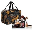 thumbnail image 6 of Travel Hanging Toiletry Bag with 4 Zipped Compartments Waterproof Makeup Accessories Spacious Cosmetic Bag Cheetahs and Jungle Foliage Pattern Medium, 6 of 9