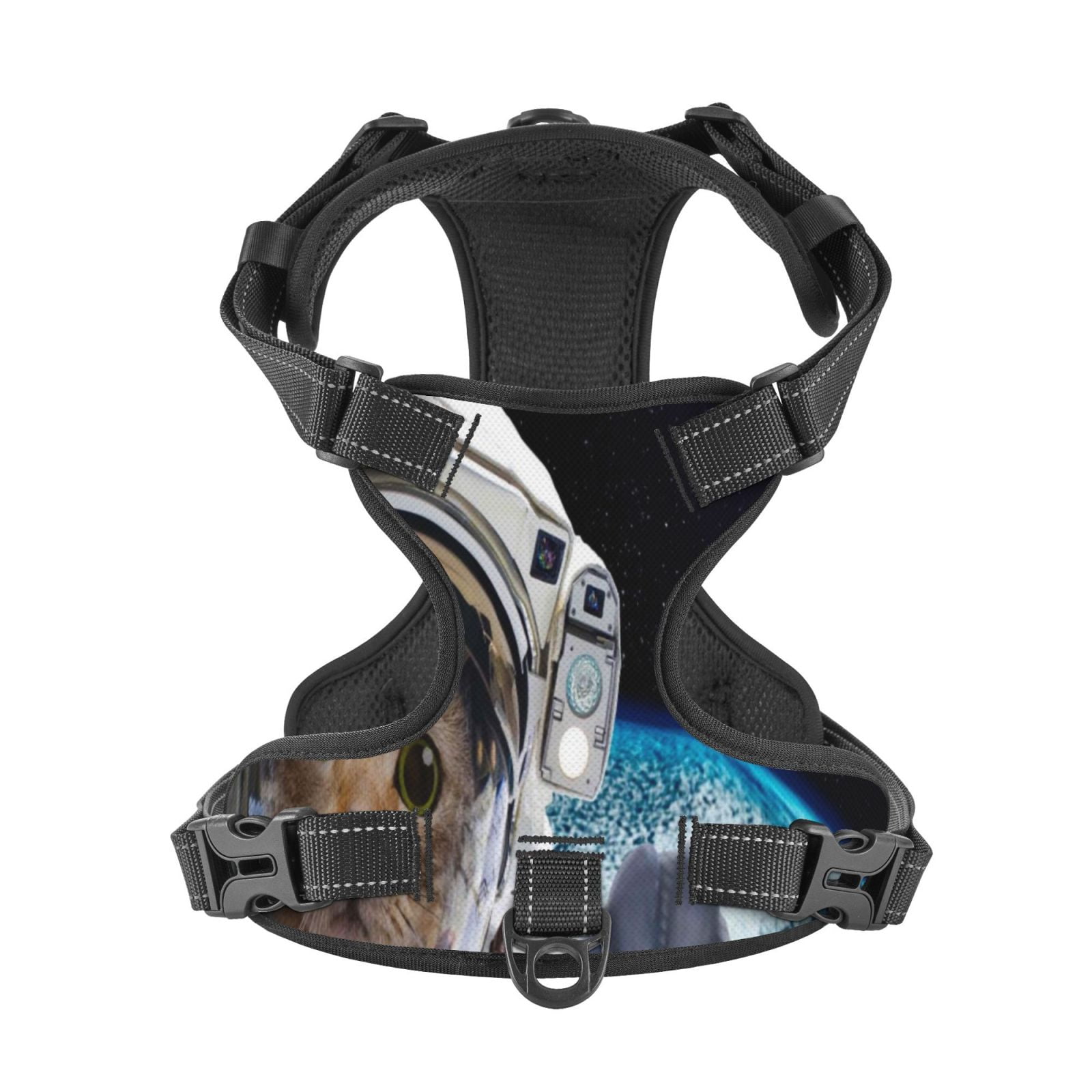 Picia Cat Astronaut No-Pull Dog Harness Reflective Front Clip Vest with Handle,Step-in Air Dog Harness,Adjustable 2 Metal Rings 4 Buckles,Easy to Put on & Take Off Small