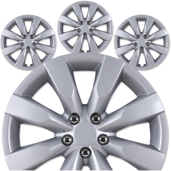 16 inch Hubcaps for 2014-2016 Toyota Corolla Snap-on Silver Lacquer, ABS&PC Material Wheel Rim Covers for Steel Wheels(4-Pack)