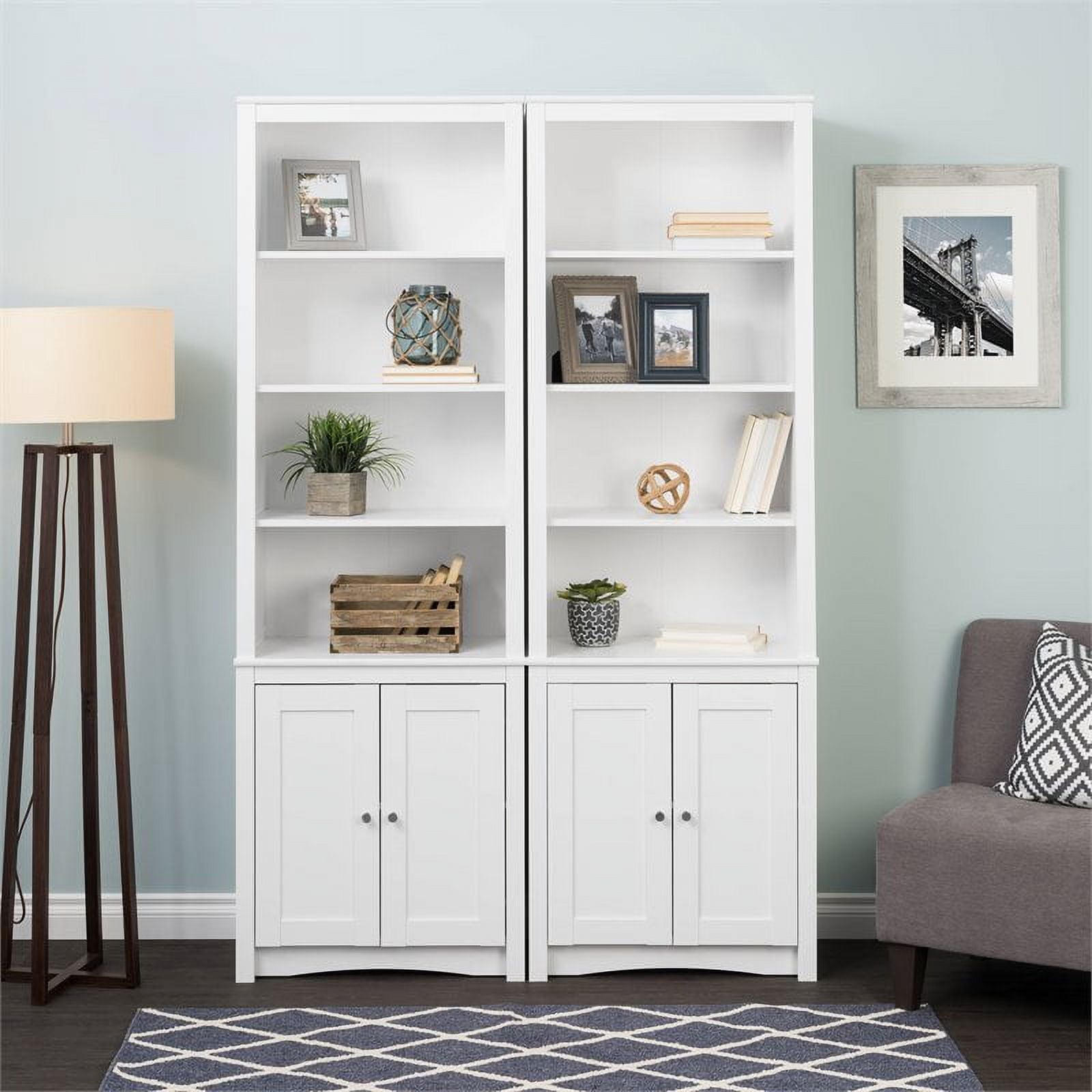 Prepac Tall Bookcase with 2 Shaker Doors, White India | Ubuy