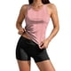 thumbnail image 2 of Traje de baño conservador de dos piezas para mujer, tankini, con sujetador acolchado, sin mangas, cuello redondo, estampado informal, traje de baño de dos piezas para mujer, trajes de baño tankini par, 2 of 9