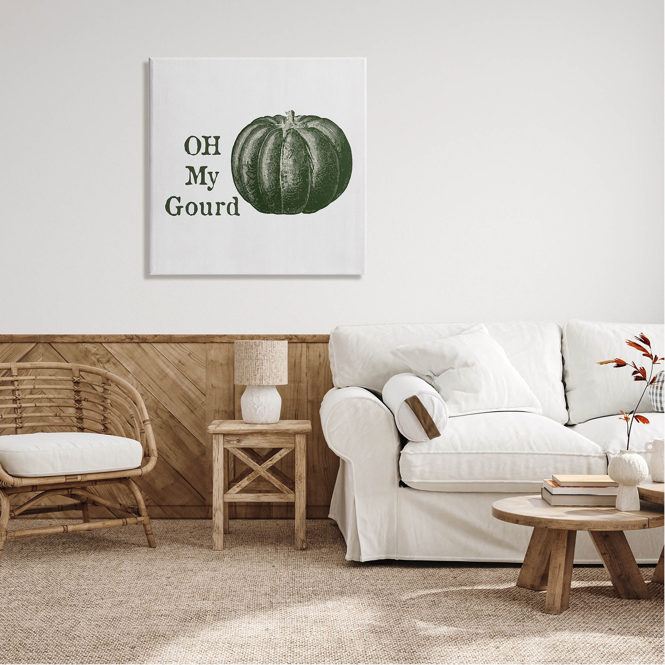 Stupell Industries Oh My Gourd Fall Pumpkin Graphic Art Gallery Wrapped Canvas Print Wall Art, Design by Lauren Rader