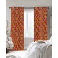 thumbnail image 6 of Abstract Geometric Blackout Curtains Light Blocking Print Window Curtains, Modern Minimalist Grid Gingham Thermal Insulated Window Drapes for Living Room Kitchen Cafe (2 Panels, 84"W x 63"L), 6 of 9