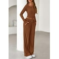 thumbnail image 4 of PRETTYGARDEN Women's Fall Trendy 2 Piece Outfits Lounge Sets Long Sleeve Top Henley Shirts Wide Leg Pants Travel Clothes, 4 of 10