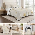 thumbnail image 6 of Quilts Twin XL Size Bedding Set, Boho Minimalist Lightweight Quilted Comforter, Gold Cream Minimalist Motif Soft Reversible Bedspread Coverlet with Pillow Covers for All Season, 68" x 98", 6 of 9