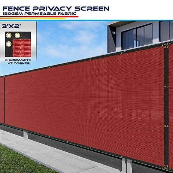 Fence Privacy Screen 3' x 2' Heavy Duty Windscreen Fencing Mesh Fabric Cover for Patio Garden Backyard Lawn Carport Pool Fence, Red