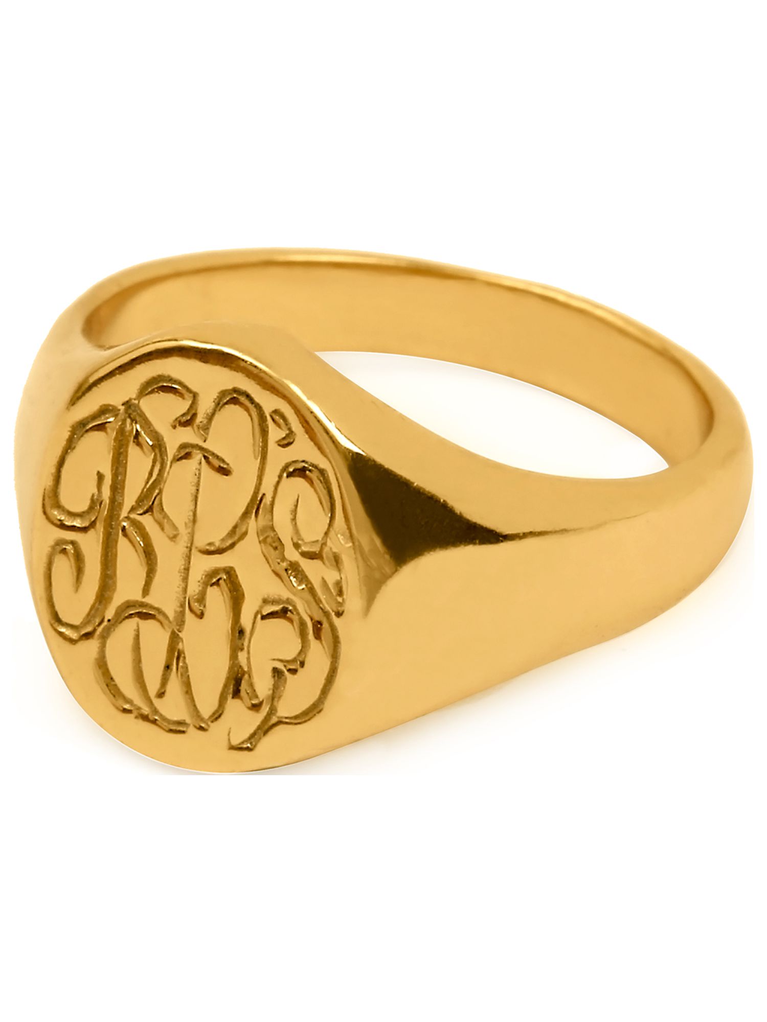 Personalized Script Monogram Signet Ring With Tapered Shank for Comfort